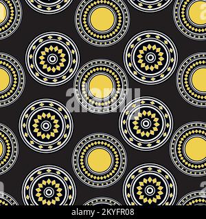 Motif sans couture avec décoration aborigène géométrique. Arrière-plan ethnique tribal de couleur arrondie. Afican, motiph. australien. Peinture de points. Vecteur Illustration de Vecteur