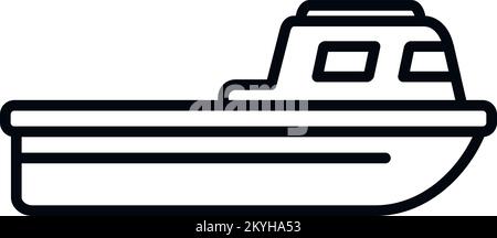 Vecteur de contour de l'icône du navire de secours en côte. Recherche maritime. Vie mer Illustration de Vecteur