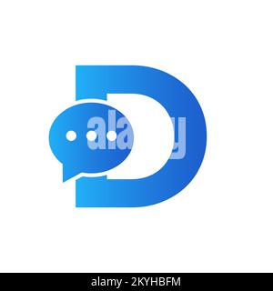 Lettre D Chat communiquer concept de logo avec symbole Bubble Chat Illustration de Vecteur