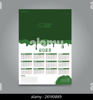 modèle de conception de calendrier 2023. La semaine commence le dimanche. Ensemble de 12 mois sur 1 pages. Illustration vectorielle. Illustration de Vecteur