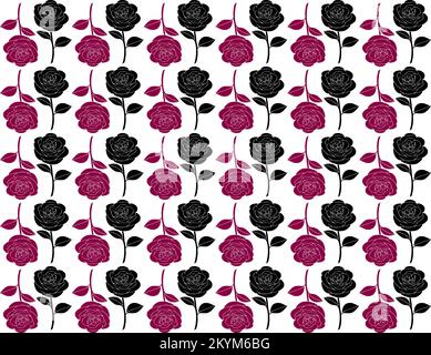 Motif vectoriel sans couture en fleurs roses Illustration de Vecteur