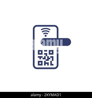 verrouillage intelligent des portes avec icône de code qr Illustration de Vecteur