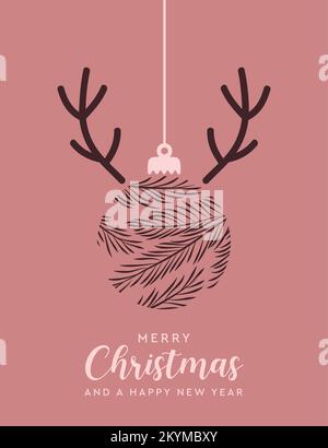 carte de voeux boule de noël avec bois Illustration de Vecteur