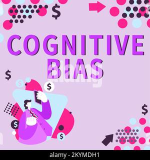 Signe de texte montrant les biais cognitifs. Concept signifiant traitement psychologique pour les troubles mentaux Banque D'Images