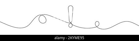 Point d'exclamation dans le style de mise en plan de ligne continue. Dessin au trait d'un point d'exclamation. Illustration vectorielle. Arrière-plan abstrait Illustration de Vecteur