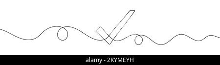 Cocher le style de mise en plan de ligne continue. Dessin au trait du symbole approuvé. Illustration vectorielle. Arrière-plan abstrait Illustration de Vecteur