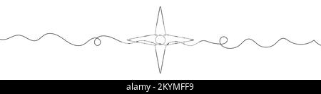 Symbole de boussole en style de mise en plan de ligne continue. Dessin au trait de l'icône de boussole. Illustration vectorielle. Arrière-plan abstrait Illustration de Vecteur