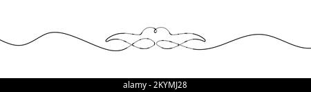 Icône de moustache en ligne continue. Art de la ligne d'une moustache masculine. Illustration vectorielle. Arrière-plan abstrait Illustration de Vecteur
