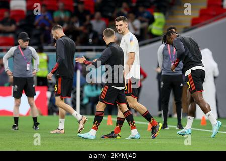 Doha, Qatar, 01/12/2022, Al Rayyan, Qatar. 01st décembre 2022. Thomas Meunier de Belgique photographié sur le terrain avant un match de football entre l'équipe nationale belge les Red Devils et la Croatie, troisième et dernier match du Groupe F de la coupe du monde FIFA 2022 à Al Rayyan, État du Qatar, le jeudi 01 décembre 2022. BELGA PHOTO BRUNO FAHY crédit: Belga News Agency/Alamy Live News crédit: Belga News Agency/Alamy Live News crédit: Belga News Agency/Alamy Live News Banque D'Images