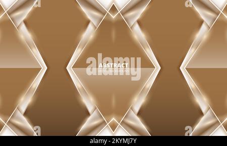 Résumé de luxe or et marron fond de récompense. Décor luxueux et élégant avec 3D triangles géométriques dorés. Illustration vectorielle Illustration de Vecteur