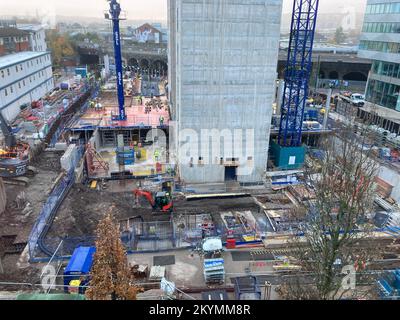 Chantier de construction dans la région de Temple Quay à Bristol, Royaume-Uni Banque D'Images