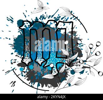 symbole du zodiaque de virgo tatouage aquarelle éclaboussures fleurs lignes illustration en format vectoriel Illustration de Vecteur