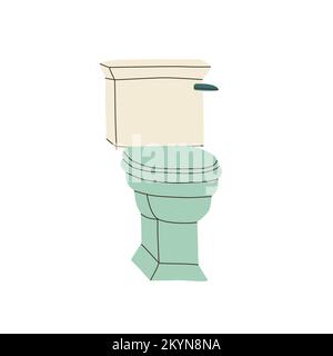 toilette verte avec citerne blanche. Illustration vectorielle isolée sur fond blanc. Illustration de Vecteur