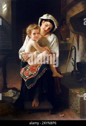 Jeune mère qui regarde son enfant par William-Adolphe Bouguereau (1825-1905), huile sur toile, 1871 Banque D'Images