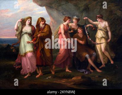 Angelia Kauffman. Peinture intitulée Telemachus et les nymphes de Calypso par le peintre suisse Angelica Kauffmann (1741-1807), huile sur toile, 1782 Banque D'Images