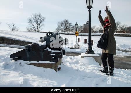 Bâton-em-up canon à la Citadelle de Québec à Québec Banque D'Images