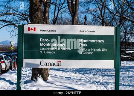 Panneau Parc Montmorency à Québec Banque D'Images