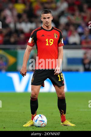 Leander Dendoncker de Belgique lors du match F de la coupe du monde de la FIFA au stade Ahmad Bin Ali, Al Rayyan, Qatar. Date de la photo: Jeudi 1 décembre 2022. Banque D'Images