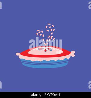 Illustration avec fond bleu et motif de gâteau aux fraises Illustration de Vecteur