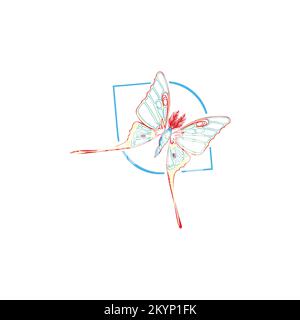 Illustration de papillon coloré sur fond blanc Illustration de Vecteur
