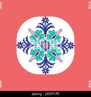 Ornement fleur mandala motif vectoriel sur un fond magenta Illustration de Vecteur