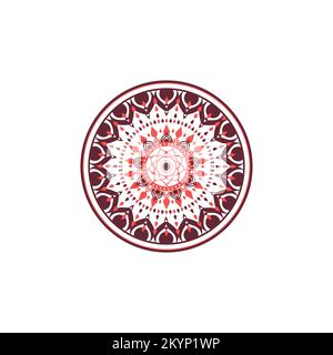 Rose faite à la main avec un motif représentant un cercle de mandala sur un fond blanc Illustration de Vecteur