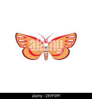 Modèle de papillon jaune et rose sur fond blanc Illustration de Vecteur