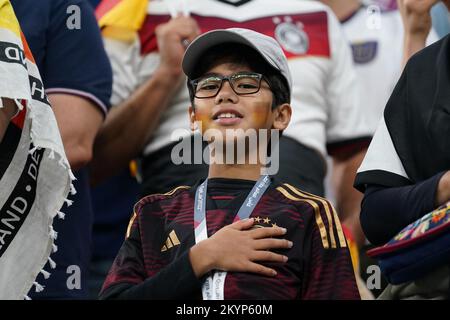 Doha, Al Khor, Qatar, Qatar. 1st décembre 2022. AL KHOR, QATAR - DÉCEMBRE 1 : les supporters de l'Allemagne lors de la coupe du monde de la FIFA, Qatar 2022 groupe E match entre le Costa Rica et l'Allemagne au stade Al Bayt sur 1 décembre 2022 à Doha, Qatar. (Credit image: © Florencia Tan Jun/PX Imagens via ZUMA Press Wire) Banque D'Images