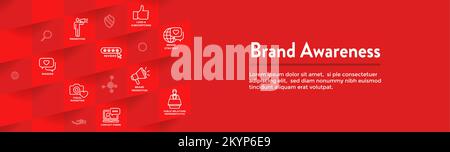 Jeu d'icônes de sensibilisation à la marque et conception de bannière d'en-tête Web Illustration de Vecteur