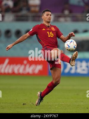 Rodri d'Espagne pendant le match de la coupe du monde de la FIFA, groupe E au stade international de Khalifa, Al Rayyan, Qatar. Date de la photo: Jeudi 1 décembre 2022. Banque D'Images