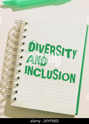 Rédaction affichant le texte diversité et inclusion. La différence humaine de la gamme de photos conceptuelles inclut la race ethnicité sexe Banque D'Images