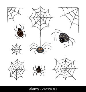 Araignées et ensemble de vecteurs de toile Illustration de Vecteur