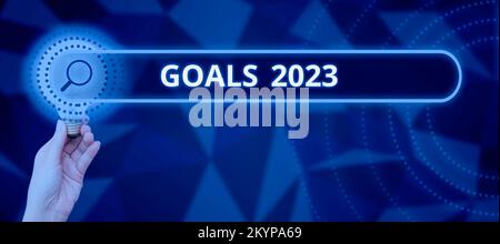 Affiche affichant les objectifs 2023. Vitrine d'affaires identifiant quelque chose que vous voulez accomplir Banque D'Images