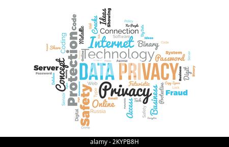 Confidentialité des données en arrière-plan du Cloud. Sensibilisation aux technologies de sécurité concept d'illustration Vector. Illustration de Vecteur