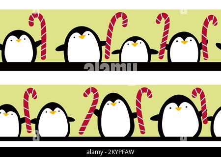 Animaux d'hiver dessin animé de pingouin sans couture kawaii motif de poisson de Noël pour emballer papier et vêtements pour enfants imprimé et tissus et draps et Noel packag Banque D'Images