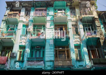 Propriété résidentielle dans le centre-ville de Yangon Myanmar Banque D'Images