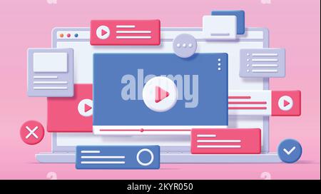 Vidéo dans le web 3D Illustration de Vecteur