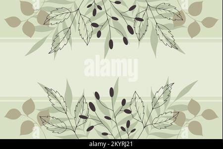 jolie bannière avec motifs floraux branches avec feuilles Illustration de Vecteur