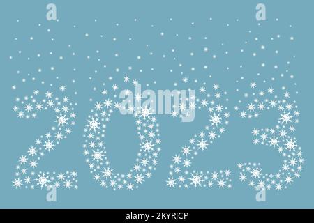 flocons de neige blancs tombant dessiner l'inscription 2023 illustration vectorielle Illustration de Vecteur