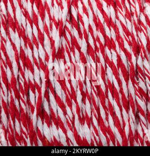 Texture de la corde de cuisson rouge et blanche, macro Banque D'Images