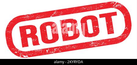 ROBOT, texte écrit sur le signe rouge du timbre rectangle. Banque D'Images