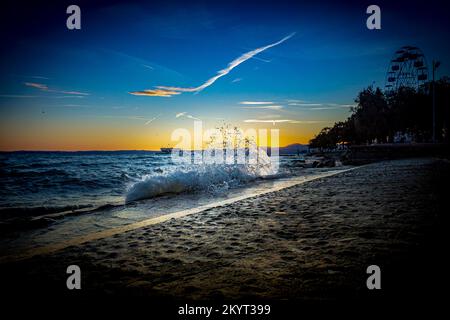 Coucher de soleil sur le lac Italie Banque D'Images