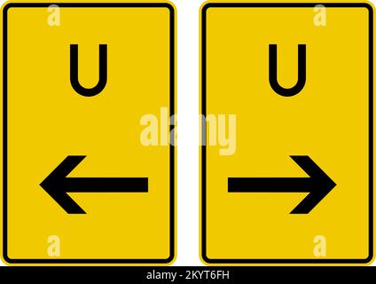 Détour les panneaux d'information sur les routes autres que Autobahn. 1. Tournez à gauche avant le panneau. 2. Tournez à droite avant le panneau. Détour de panneaux, route Illustration de Vecteur