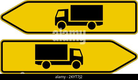 Direction de l'itinéraire pour la classe de véhicules mentionnée (ici plus de 3,5t). , Detour panneaux, panneaux de signalisation Allemagne Illustration de Vecteur