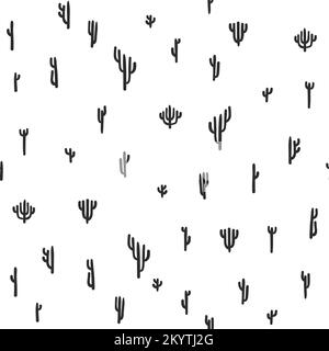 Dessin à la main vecteur graphique clipart illustration boho cactus Desert concept sans couture motif composition.Wild Western design concept.Bohemian Illustration de Vecteur