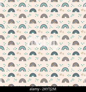 Motif sans couture avec motif boho arc-en-ciel dessiné à la main Illustration de Vecteur