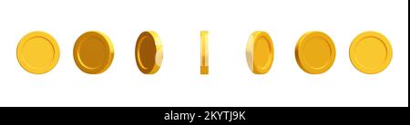 3D pièces d'or rotatives, ensemble d'argent doré. Illustration vectorielle Illustration de Vecteur