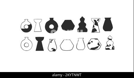 Dessin à la main abstrait vecteur graphique signe clipart illustrations collection ensemble boho vases dans le style minimaliste tendance.simple Design concept.Bohemian Illustration de Vecteur