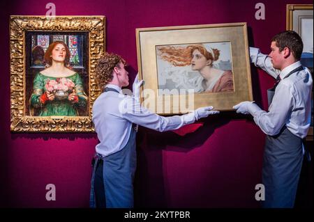 Londres, Royaume-Uni. 2nd décembre 2022. The British and European Art: Part I sale oincludes John William Waterhouse's Gather Ye Rosebuds while Ye May, estimation: £700 000- 1 000 000 - Aperçu de la semaine classique à Christie's London se déroulera jusqu'au 15 décembre sur quatre ventes en direct et trois ventes en ligne. Crédit : Guy Bell/Alay Live News Banque D'Images