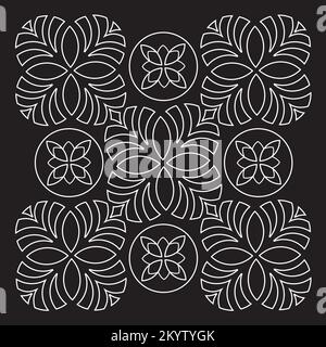 Symbole oriental cercle à motif floral - Symétrie - Noir et blanc énergie Illustration de Vecteur